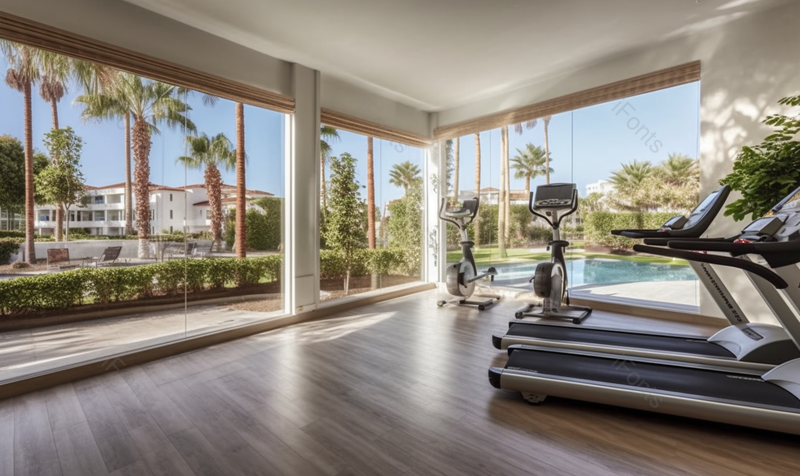 南方别墅私人健身房跑步机自行车训练室内场景拍摄,高清,摄影图,摄影图片,图片大全,摄影图免费下载